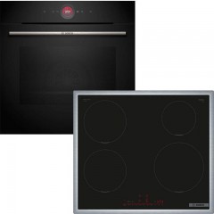 Bosch HBG7321B1 + PIE645HB1E Φούρνος άνω Πάγκου 71lt με Κεραμικές Εστίες Π59.4εκ. Μαύρος